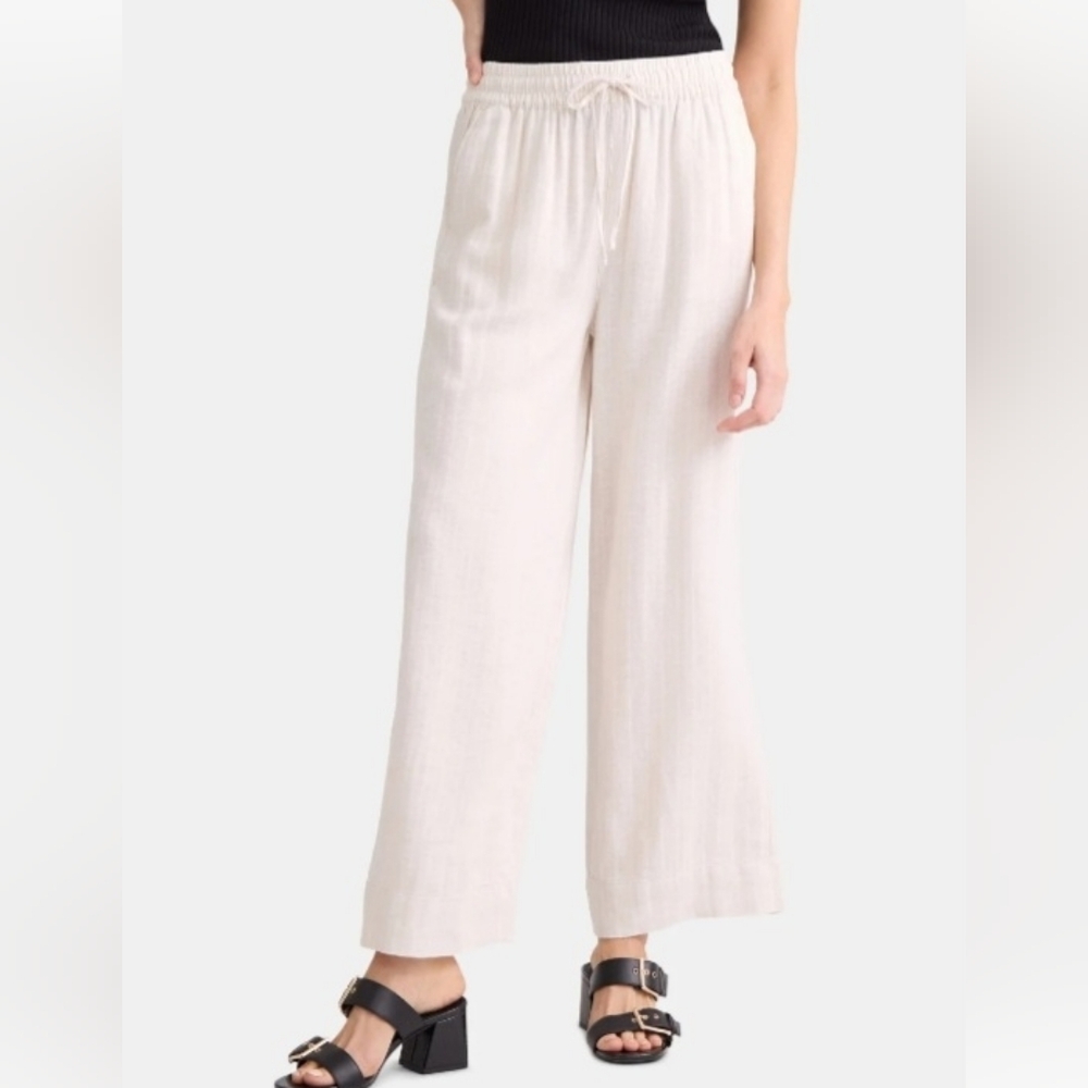 Time and Tru Women's Light Cream Wide-Leg Pants